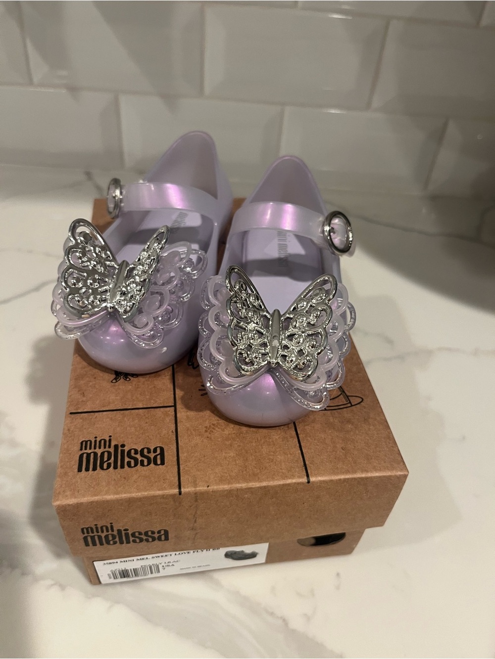 Mini Melissa Sweet Love Pearly Lilac  Toddler Shoes, Size 7